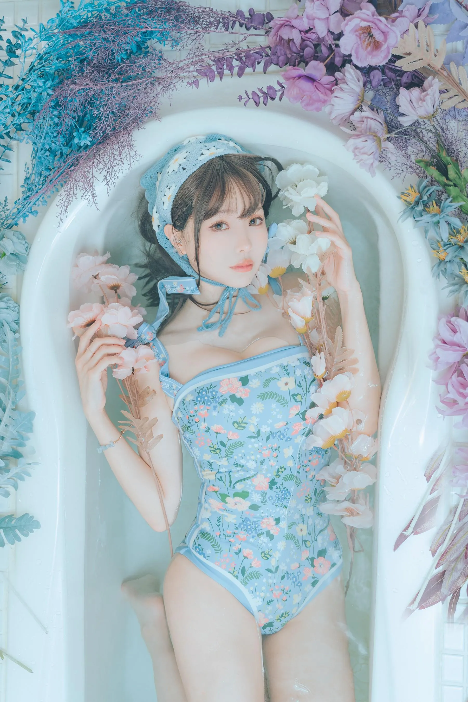 ElyEE子 – NO.122 2023.august D-復古水藍花 Vintage Aqua Blossom [39P]插图
